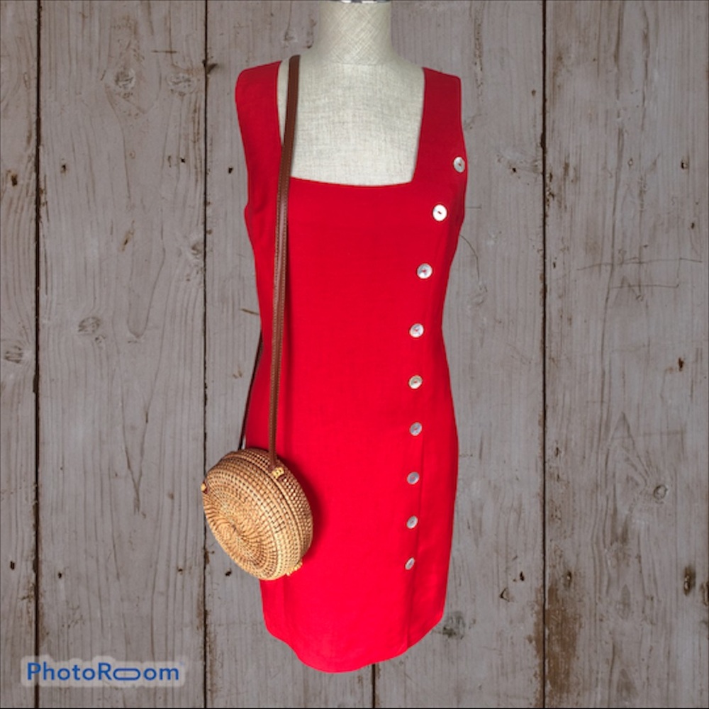 Spiegel red linen sleeveless dress size 8 NWOT